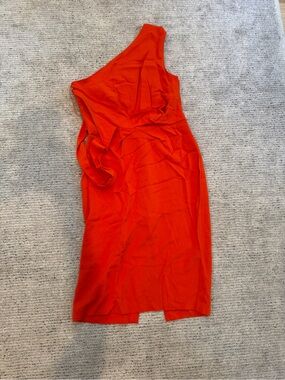 Reiss One-Shoulder Orange Dress